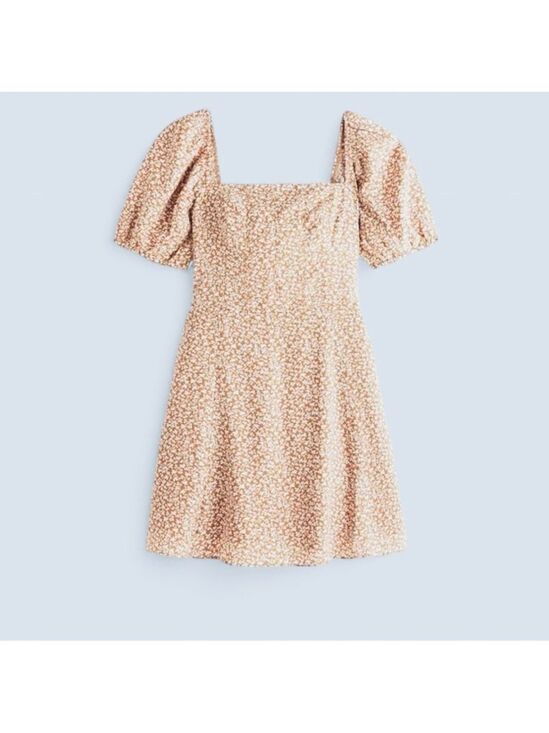 Abercrombie & Fitch Dresses & Skirts - Abercrombie & Fitch Tan Floral corset puff sleeve Mini Dress- size Small-NWOT